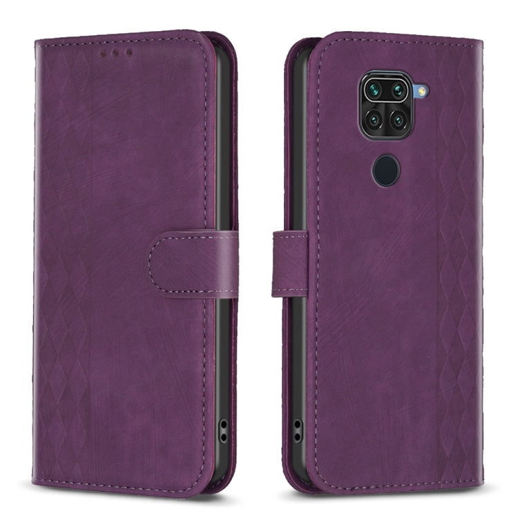 Plaid Embossed Leather Phone Case, For Xiaomi Redmi Note 9, For Xiaomi Redmi Note 9 Pro