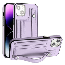 Load image into Gallery viewer, Shockproof Leather Phone Case with Wrist Strap, For iPhone 15 Pro Max, For iPhone 14, For iPhone 14 Plus, For iPhone 15 Pro, For iPhone 15 Plus, For iPhone 14 Pro, For iPhone 14 Pro Max, For iPhone 15