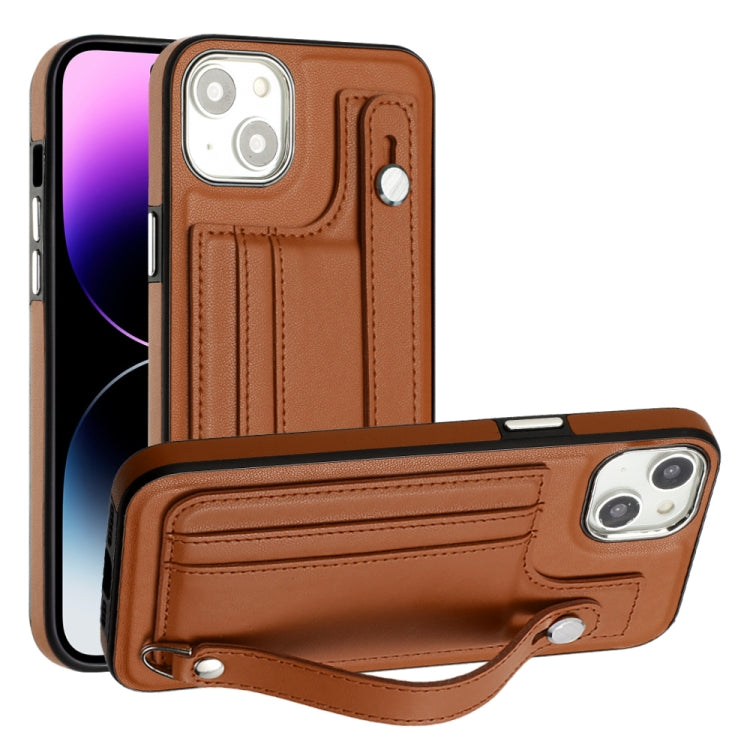 Shockproof Leather Phone Case with Wrist Strap, For iPhone 15 Pro Max, For iPhone 14, For iPhone 14 Plus, For iPhone 15 Pro, For iPhone 15 Plus, For iPhone 14 Pro, For iPhone 14 Pro Max, For iPhone 15