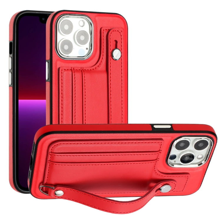 Shockproof Leather Phone Case with Wrist Strap, For iPhone 15 Pro Max, For iPhone 14, For iPhone 14 Plus, For iPhone 15 Pro, For iPhone 15 Plus, For iPhone 14 Pro, For iPhone 14 Pro Max, For iPhone 15