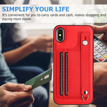 Load image into Gallery viewer, Shockproof Leather Phone Case with Wrist Strap, For iPhone XS Max, For iPhone XR, For iPhone X / XS, For iPhone SE 2022/SE 2020/6/7/8, For iPhone 6 Plus/7 Plus/8 Plus