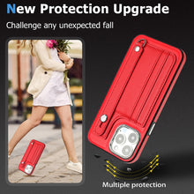 Load image into Gallery viewer, Shockproof Leather Phone Case with Wrist Strap, For iPhone 15 Pro Max, For iPhone 14, For iPhone 14 Plus, For iPhone 15 Pro, For iPhone 15 Plus, For iPhone 14 Pro, For iPhone 14 Pro Max, For iPhone 15