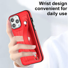 Load image into Gallery viewer, Shockproof Leather Phone Case with Wrist Strap, For iPhone 15 Pro Max, For iPhone 14, For iPhone 14 Plus, For iPhone 15 Pro, For iPhone 15 Plus, For iPhone 14 Pro, For iPhone 14 Pro Max, For iPhone 15