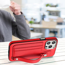 Load image into Gallery viewer, Shockproof Leather Phone Case with Wrist Strap, For iPhone 15 Pro Max, For iPhone 14, For iPhone 14 Plus, For iPhone 15 Pro, For iPhone 15 Plus, For iPhone 14 Pro, For iPhone 14 Pro Max, For iPhone 15