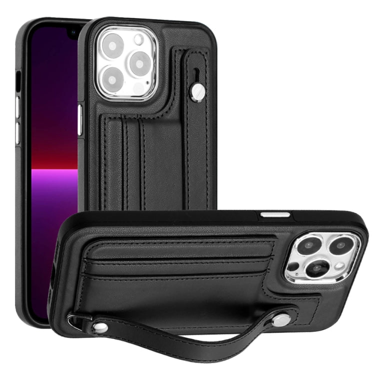 Shockproof Leather Phone Case with Wrist Strap, For iPhone 15 Pro Max, For iPhone 14, For iPhone 14 Plus, For iPhone 15 Pro, For iPhone 15 Plus, For iPhone 14 Pro, For iPhone 14 Pro Max, For iPhone 15