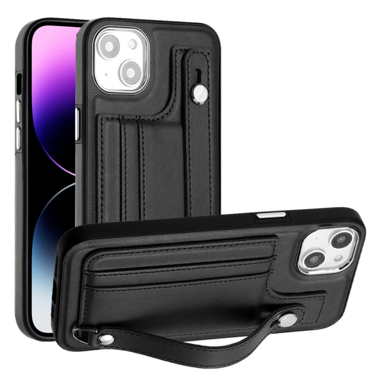 Shockproof Leather Phone Case with Wrist Strap, For iPhone 15 Pro Max, For iPhone 14, For iPhone 14 Plus, For iPhone 15 Pro, For iPhone 15 Plus, For iPhone 14 Pro, For iPhone 14 Pro Max, For iPhone 15