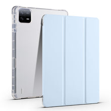 Load image into Gallery viewer, 3-fold Clear TPU Smart Leather Tablet Case with Pen Slot, For Xiaomi Pad 7 / 7 Pro, For Xiaomi Redmi Pad Pro 12.1, For Xiaomi Pad 6S Pro, For Xiaomi Pad 6 Max 14, For Xiaomi Pad 6 / 6 Pro
