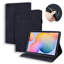 Load image into Gallery viewer, Calf Pattern Double Folding Design Embossed Leather Case with  Holder &amp; Card Slots &amp; Pen Slot &amp;   Elastic Band