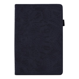 Calf Pattern Double Folding Design Embossed Leather Case with  Holder & Card Slots & Pen Slot &   Elastic Band