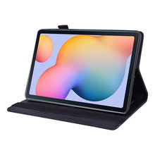 Load image into Gallery viewer, Calf Pattern Double Folding Design Embossed Leather Case with  Holder &amp; Card Slots &amp; Pen Slot &amp;   Elastic Band