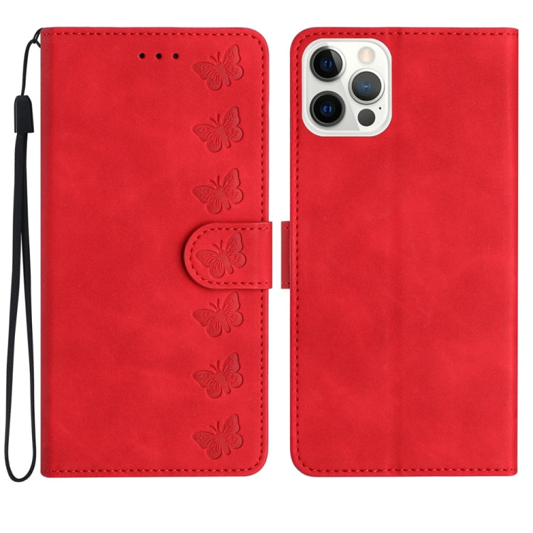 Seven Butterflies Embossed Leather Phone Case, For iPhone 16, For iPhone 15 Pro Max, For iPhone 15 Pro, For iPhone 15 Plus, For iPhone 15, For iPhone 14 Plus, For iPhone 14, For iPhone 14 Pro
