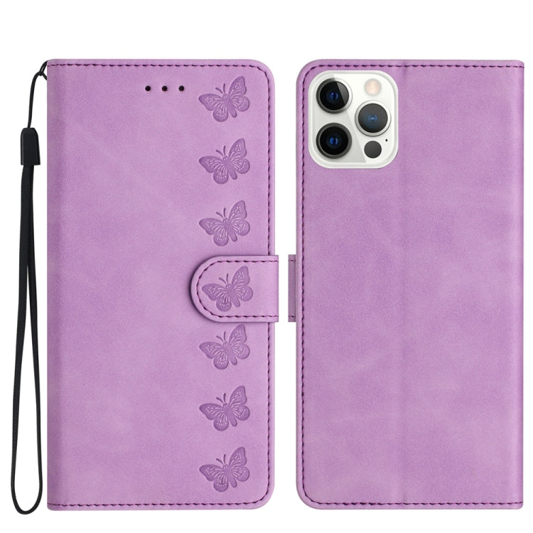 Seven Butterflies Embossed Leather Phone Case, For iPhone 16, For iPhone 15 Pro Max, For iPhone 15 Pro, For iPhone 15 Plus, For iPhone 15, For iPhone 14 Plus, For iPhone 14, For iPhone 14 Pro