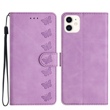 Load image into Gallery viewer, Seven Butterflies Embossed Leather Phone Case, For iPhone 14 Pro Max, For iPhone 13 Pro Max, For iPhone 13 Pro, For iPhone 13, For iPhone 13 mini, For iPhone 12, For iPhone 12 Pro Max, For iPhone 12 Pro