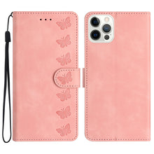Load image into Gallery viewer, Seven Butterflies Embossed Leather Phone Case, For iPhone 16, For iPhone 15 Pro Max, For iPhone 15 Pro, For iPhone 15 Plus, For iPhone 15, For iPhone 14 Plus, For iPhone 14, For iPhone 14 Pro