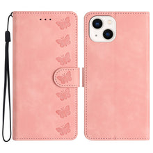 Load image into Gallery viewer, Seven Butterflies Embossed Leather Phone Case, For iPhone 16, For iPhone 15 Pro Max, For iPhone 15 Pro, For iPhone 15 Plus, For iPhone 15, For iPhone 14 Plus, For iPhone 14, For iPhone 14 Pro
