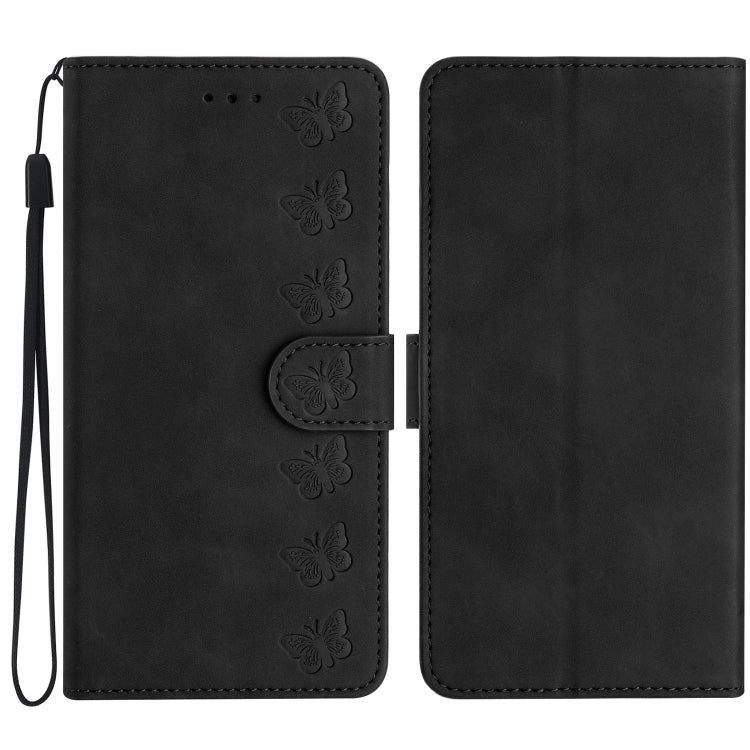 Seven Butterflies Embossed Leather Phone Case, For iPhone 16, For iPhone 15 Pro Max, For iPhone 15 Pro, For iPhone 15 Plus, For iPhone 15, For iPhone 14 Plus, For iPhone 14, For iPhone 14 Pro