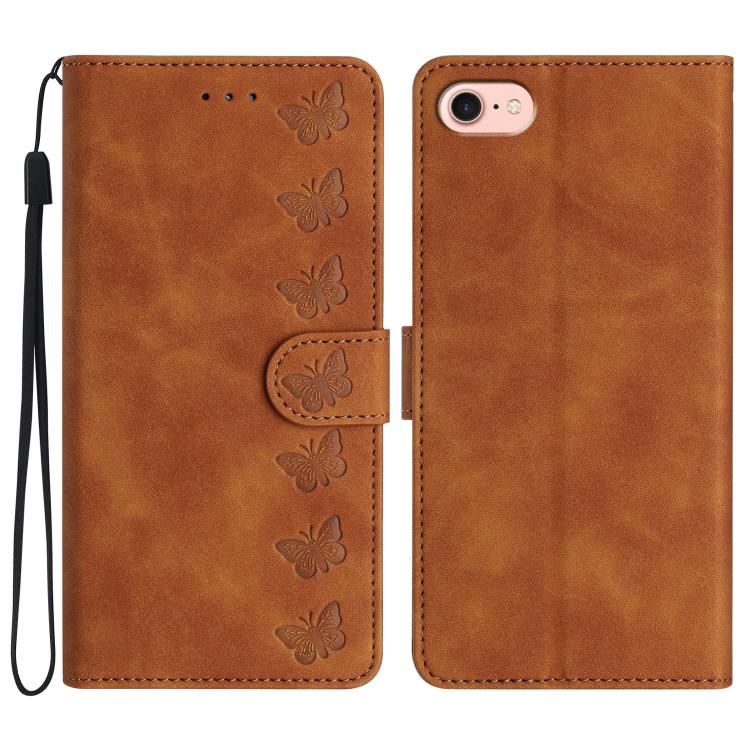 Seven Butterflies Embossed Leather Phone Case, For iPhone 18 Pro / 17 Pro, For iPhone 18 Pro Max / 17 Pro Max, For iPhone 16e / 17e, For iPhone 17, For iPhone Air, For iPhone 16 Pro Max, For iPhone 16 Pro, For iPhone 16 Plus