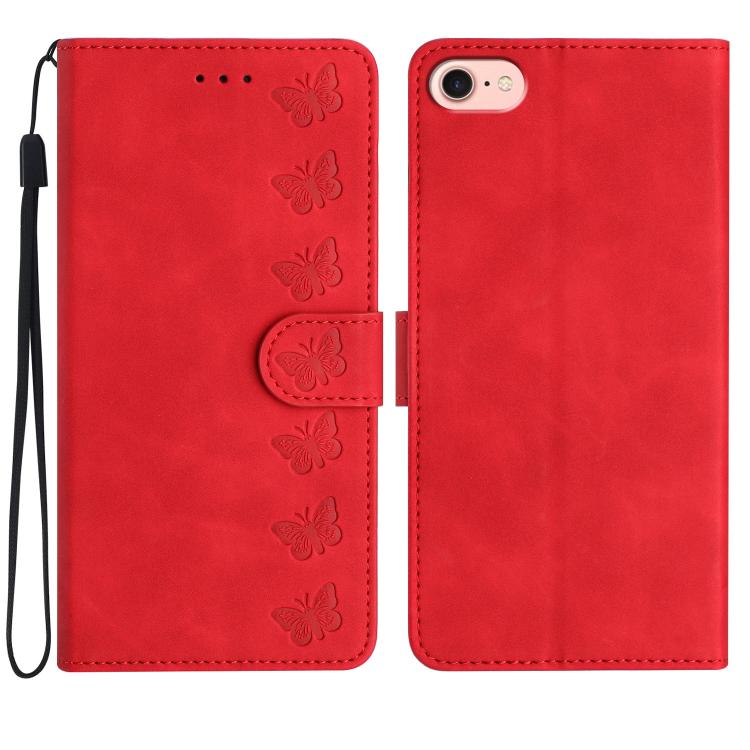 Seven Butterflies Embossed Leather Phone Case, For iPhone 18 Pro / 17 Pro, For iPhone 18 Pro Max / 17 Pro Max, For iPhone 16e / 17e, For iPhone 17, For iPhone Air, For iPhone 16 Pro Max, For iPhone 16 Pro, For iPhone 16 Plus