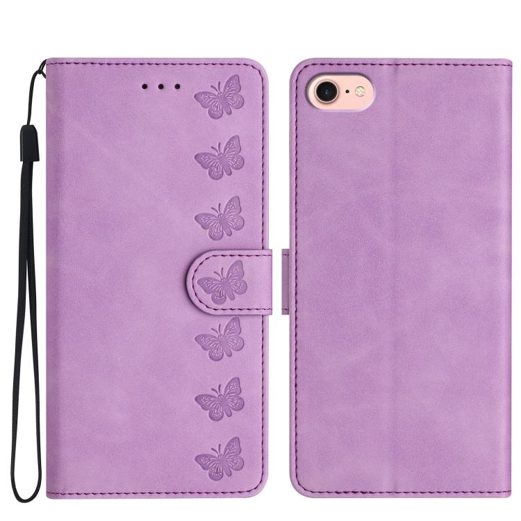 Seven Butterflies Embossed Leather Phone Case, For iPhone 18 Pro / 17 Pro, For iPhone 18 Pro Max / 17 Pro Max, For iPhone 16e / 17e, For iPhone 17, For iPhone Air, For iPhone 16 Pro Max, For iPhone 16 Pro, For iPhone 16 Plus