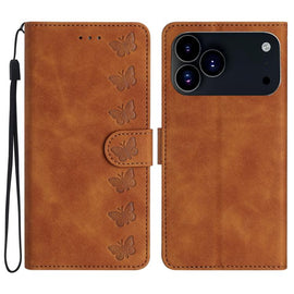 Seven Butterflies Embossed Leather Phone Case, For iPhone 18 Pro / 17 Pro, For iPhone 18 Pro Max / 17 Pro Max, For iPhone 16e / 17e, For iPhone 17, For iPhone Air, For iPhone 16 Pro Max, For iPhone 16 Pro, For iPhone 16 Plus
