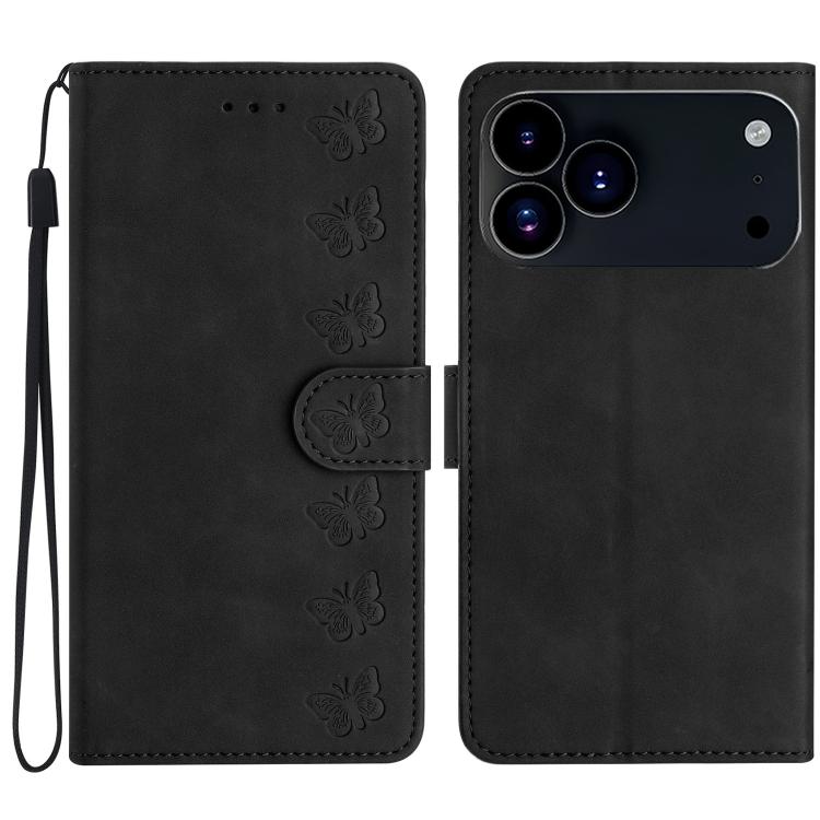 Seven Butterflies Embossed Leather Phone Case, For iPhone 18 Pro / 17 Pro, For iPhone 18 Pro Max / 17 Pro Max, For iPhone 16e / 17e, For iPhone 17, For iPhone Air, For iPhone 16 Pro Max, For iPhone 16 Pro, For iPhone 16 Plus