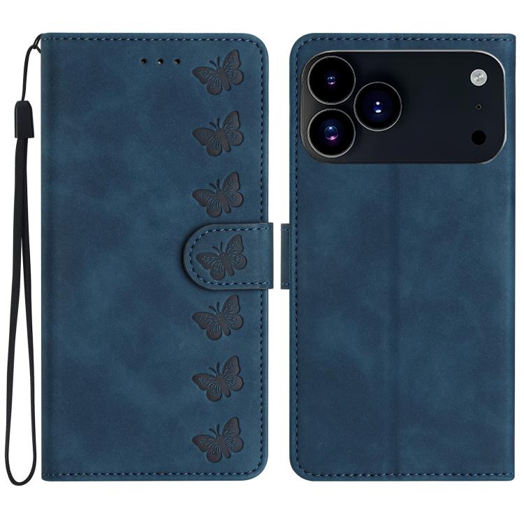 Seven Butterflies Embossed Leather Phone Case, For iPhone 18 Pro / 17 Pro, For iPhone 18 Pro Max / 17 Pro Max, For iPhone 16e / 17e, For iPhone 17, For iPhone Air, For iPhone 16 Pro Max, For iPhone 16 Pro, For iPhone 16 Plus