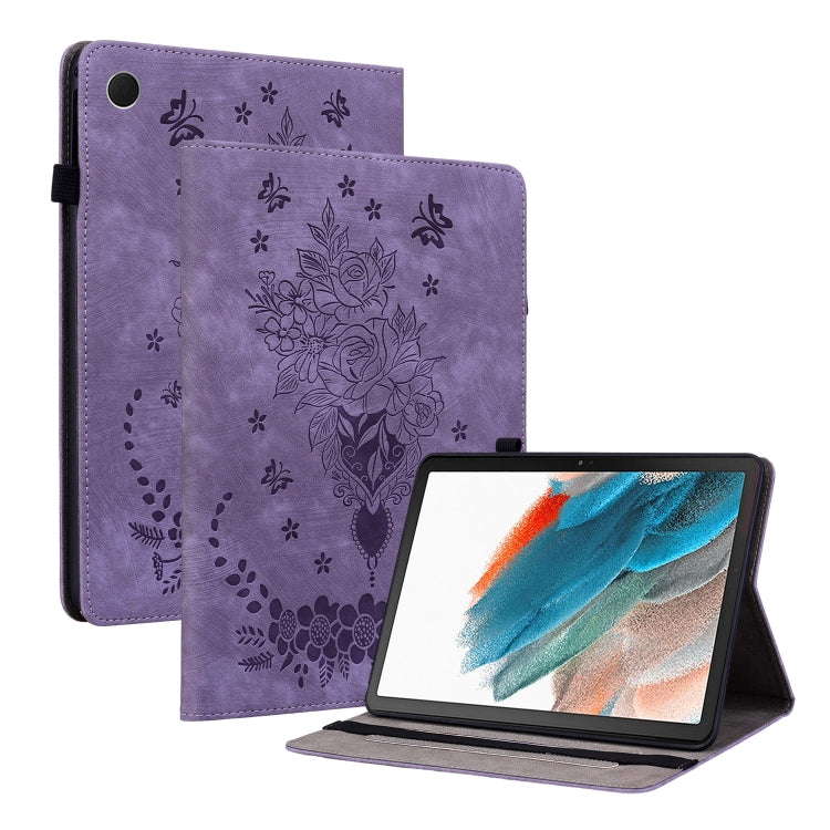 Butterfly Rose Embossed Leather Tablet Case, For Galaxy Tab S12+, For Samsung Galaxy Tab S11, For Samsung Galaxy Tab А9+, For Samsung Galaxy Tab А9, For Samsung Galaxy Tab S9, For Samsung Galaxy Tab S9+, For Samsung Galaxy Tab S8+ / S7+ / S7 FE        ...