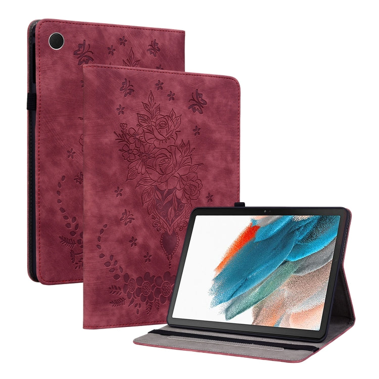 Butterfly Rose Embossed Leather Tablet Case, For Galaxy Tab S12+, For Samsung Galaxy Tab S11, For Samsung Galaxy Tab А9+, For Samsung Galaxy Tab А9, For Samsung Galaxy Tab S9, For Samsung Galaxy Tab S9+, For Samsung Galaxy Tab S8+ / S7+ / S7 FE        ...
