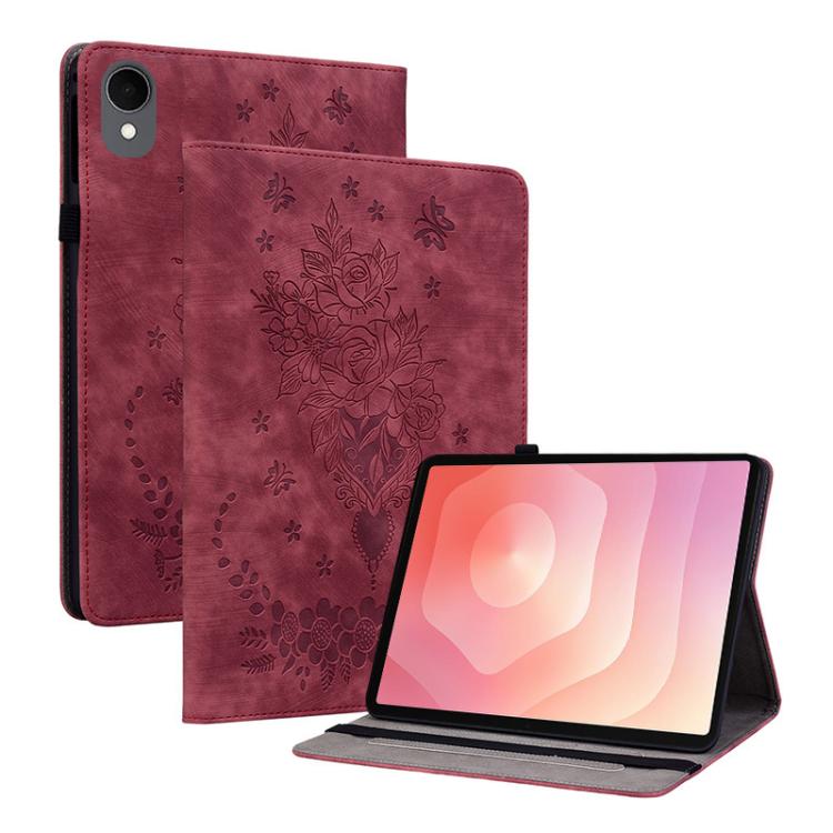 Butterfly Rose Embossed Leather Tablet Case, For Galaxy Tab S12+, For Samsung Galaxy Tab S11, For Samsung Galaxy Tab А9+, For Samsung Galaxy Tab А9, For Samsung Galaxy Tab S9, For Samsung Galaxy Tab S9+, For Samsung Galaxy Tab S8+ / S7+ / S7 FE        ...