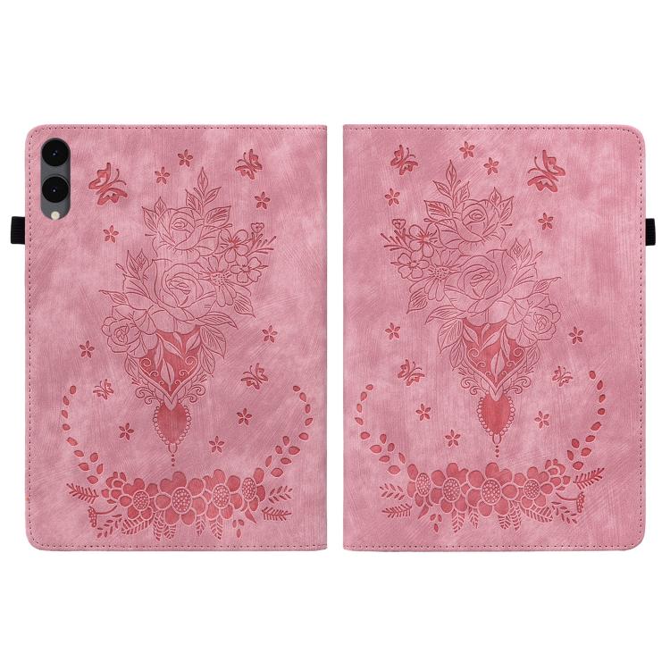 Butterfly Rose Embossed Leather Tablet Case, For Galaxy Tab S12+, For Samsung Galaxy Tab S11, For Samsung Galaxy Tab А9+, For Samsung Galaxy Tab А9, For Samsung Galaxy Tab S9, For Samsung Galaxy Tab S9+, For Samsung Galaxy Tab S8+ / S7+ / S7 FE        ...