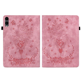 Butterfly Rose Embossed Leather Tablet Case, For Galaxy Tab S12+, For Samsung Galaxy Tab S11, For Samsung Galaxy Tab А9+, For Samsung Galaxy Tab А9, For Samsung Galaxy Tab S9, For Samsung Galaxy Tab S9+, For Samsung Galaxy Tab S8+ / S7+ / S7 FE        ...