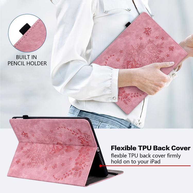 Butterfly Rose Embossed Leather Tablet Case, For Galaxy Tab S12+, For Samsung Galaxy Tab S11, For Samsung Galaxy Tab А9+, For Samsung Galaxy Tab А9, For Samsung Galaxy Tab S9, For Samsung Galaxy Tab S9+, For Samsung Galaxy Tab S8+ / S7+ / S7 FE        ...