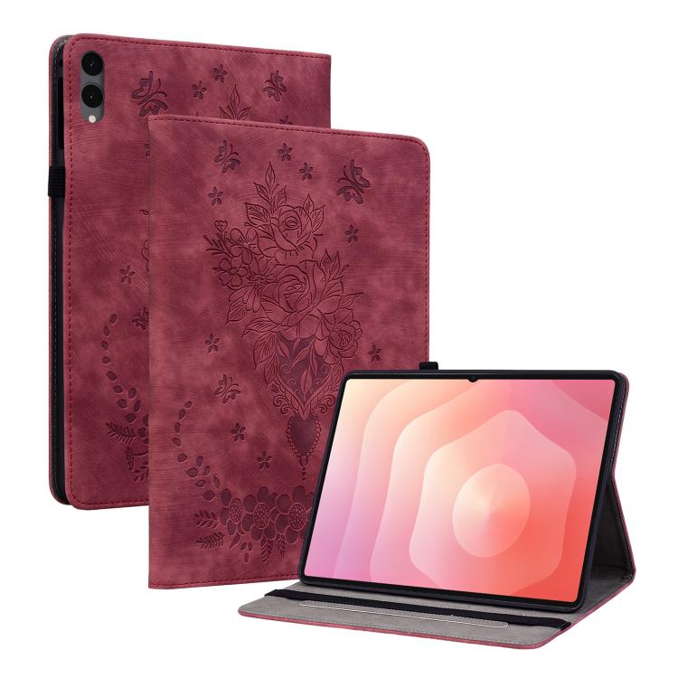 Butterfly Rose Embossed Leather Tablet Case, For Galaxy Tab S12+, For Samsung Galaxy Tab S11, For Samsung Galaxy Tab А9+, For Samsung Galaxy Tab А9, For Samsung Galaxy Tab S9, For Samsung Galaxy Tab S9+, For Samsung Galaxy Tab S8+ / S7+ / S7 FE        ...