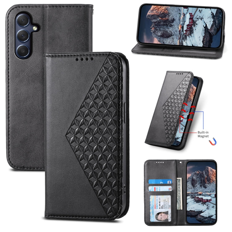 Cubic Grid Calf Texture Magnetic Leather Phone Case, For Samsung Galaxy M54 5G