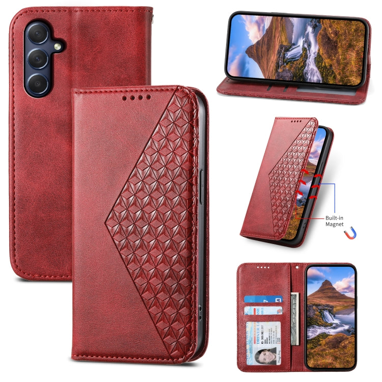 Cubic Grid Calf Texture Magnetic Leather Phone Case, For Samsung Galaxy M54 5G