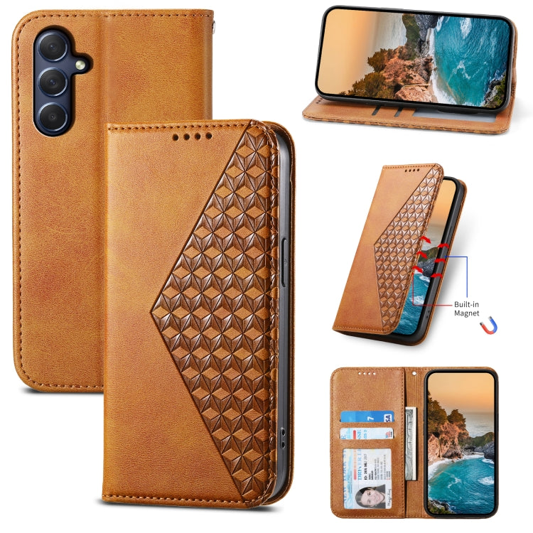 Cubic Grid Calf Texture Magnetic Leather Phone Case, For Samsung Galaxy M54 5G