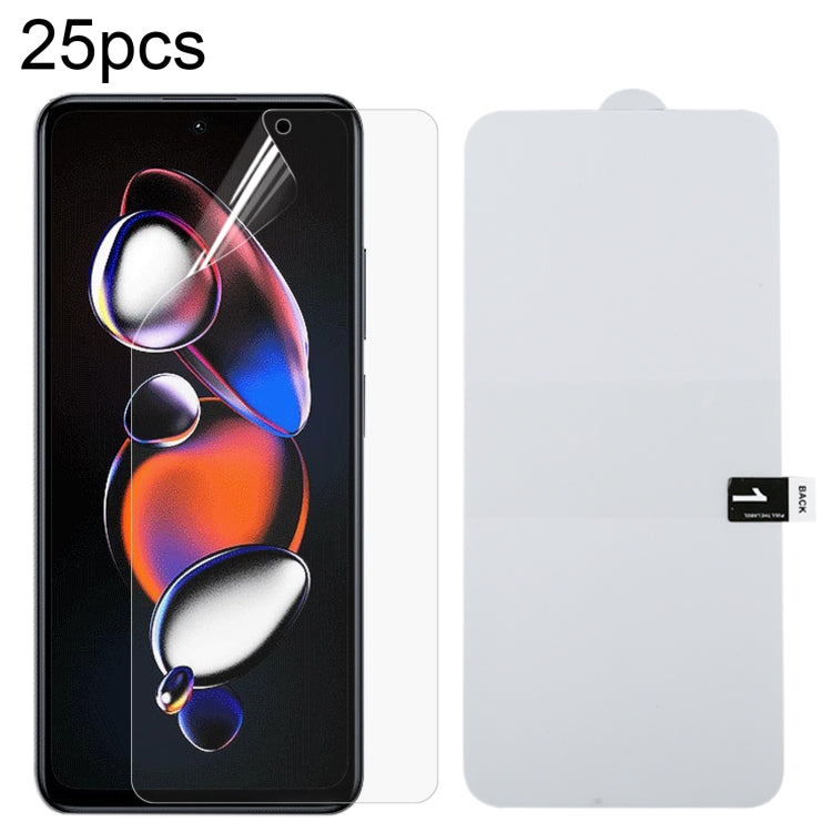 25pcs Full Screen Protector Explosion-proof Hydrogel Film, For Xiaomi Redmi 12 / 12R / 12 5G / Note 12R / Poco M6 Pro, For Xiaomi 13T Pro, For Xiaomi 13T, For Xiaomi Redmi Note 12T Pro