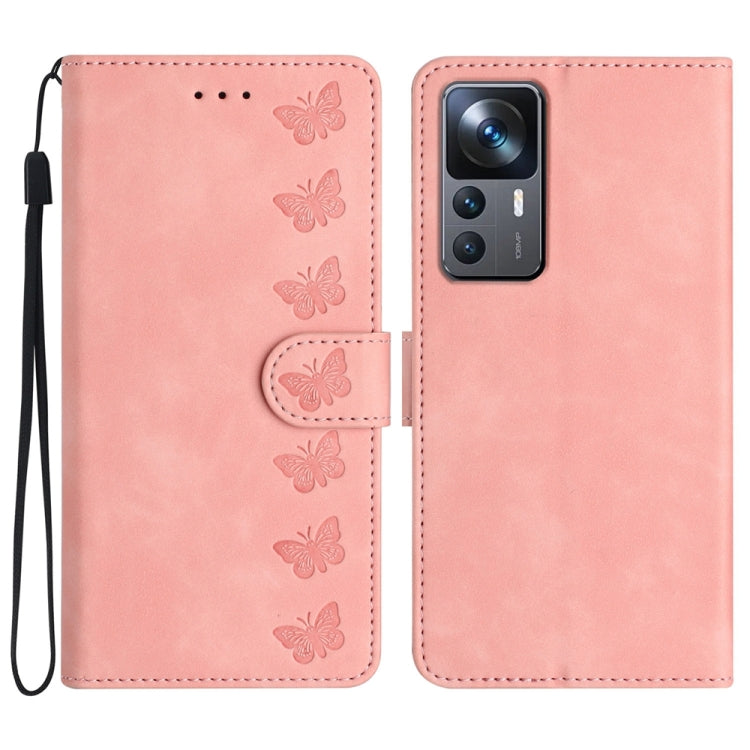 Seven Butterflies Embossed Leather Phone Case, For Xiaomi Redmi 13C 4G, For Xiaomi 13T, For Xiaomi Mi 11 Lite, For Xiaomi Redmi Note 12 Pro 5G Global, For Xiaomi Redmi Note 12 5G Global, For Xiaomi 13 Pro, For Xiaomi 13, For Xiaomi 12T / 12T Pro