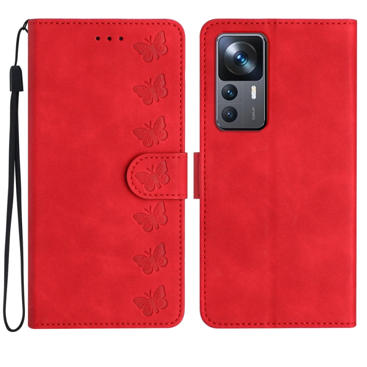 Seven Butterflies Embossed Leather Phone Case, For Xiaomi Redmi 13C 4G, For Xiaomi 13T, For Xiaomi Mi 11 Lite, For Xiaomi Redmi Note 12 Pro 5G Global, For Xiaomi Redmi Note 12 5G Global, For Xiaomi 13 Pro, For Xiaomi 13, For Xiaomi 12T / 12T Pro