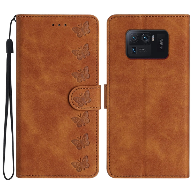 Seven Butterflies Embossed Leather Phone Case, For Xiaomi 11T / 11T Pro, For Xiaomi Redmi 10, For Xiaomi Mi 11 Ultra, For Xiaomi Mi 11 Pro, For Xiaomi Redmi Note 10 5G, For Xiaomi Redmi 9A, For Xiaomi Redmi 9, For Xiaomi Redmi 9C