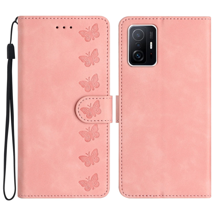 Seven Butterflies Embossed Leather Phone Case, For Xiaomi 11T / 11T Pro, For Xiaomi Redmi 10, For Xiaomi Mi 11 Ultra, For Xiaomi Mi 11 Pro, For Xiaomi Redmi Note 10 5G, For Xiaomi Redmi 9A, For Xiaomi Redmi 9, For Xiaomi Redmi 9C