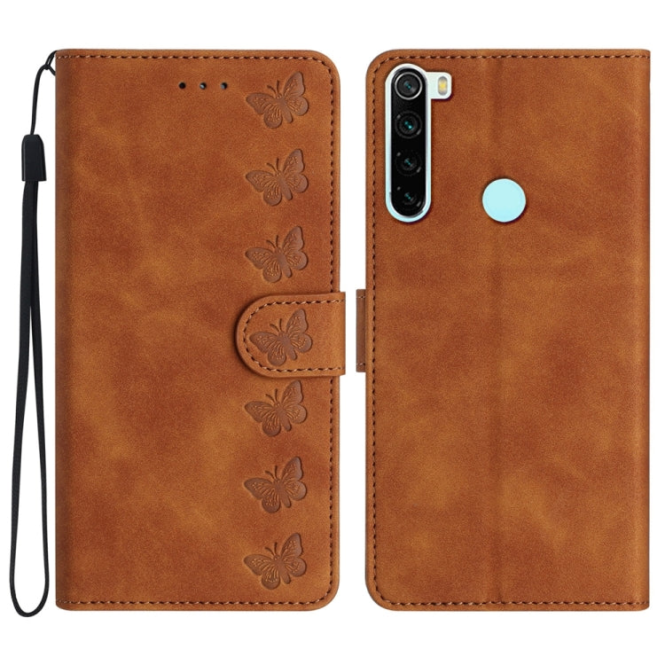 Seven Butterflies Embossed Leather Phone Case, For Xiaomi Redmi Note 8T