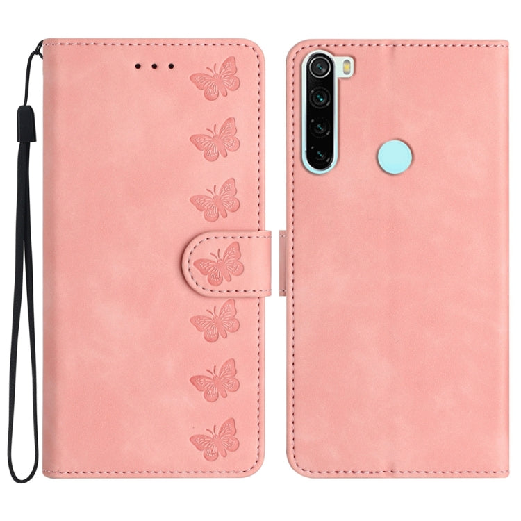 Seven Butterflies Embossed Leather Phone Case, For Xiaomi Redmi Note 8T