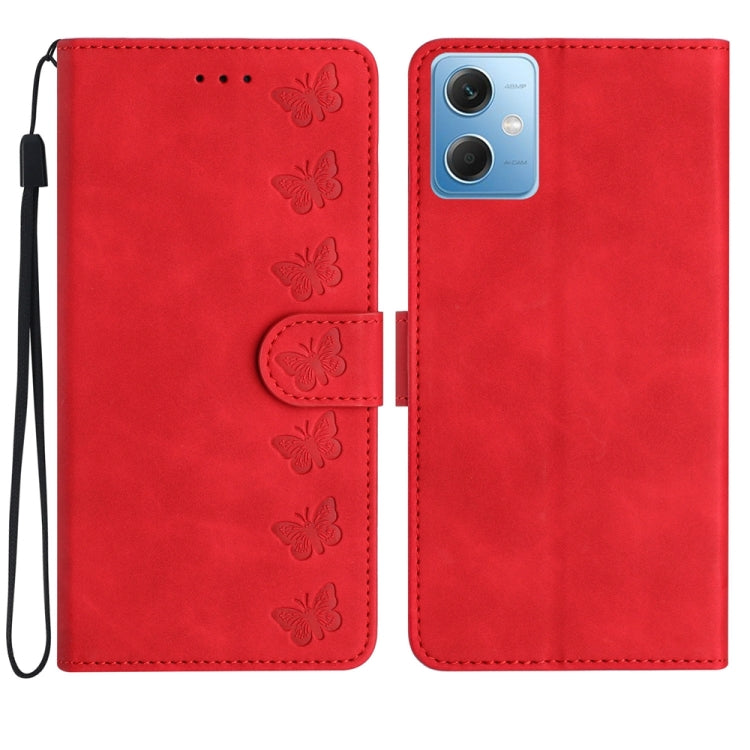 Seven Butterflies Embossed Leather Phone Case, For Xiaomi Redmi 13C 4G, For Xiaomi 13T, For Xiaomi Mi 11 Lite, For Xiaomi Redmi Note 12 Pro 5G Global, For Xiaomi Redmi Note 12 5G Global, For Xiaomi 13 Pro, For Xiaomi 13, For Xiaomi 12T / 12T Pro