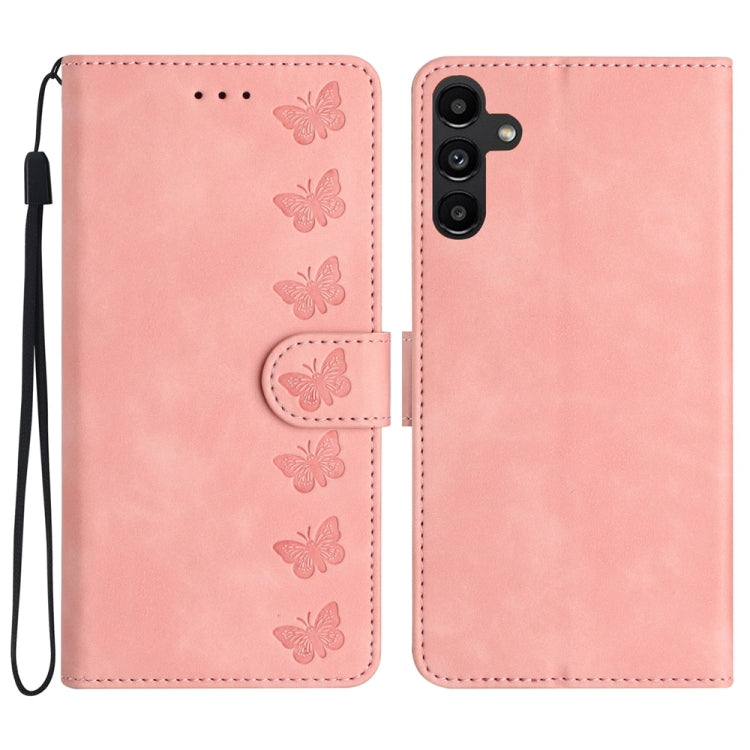 Seven Butterflies Embossed Leather Phone Case, For Samsung Galaxy A13 5G, For Samsung Galaxy A14 5G, For Samsung Galaxy A20 / A30, For Samsung Galaxy S24 5G, For Samsung Galaxy A05s, For Samsung Galaxy A20e, For Samsung Galaxy A20s                     ...