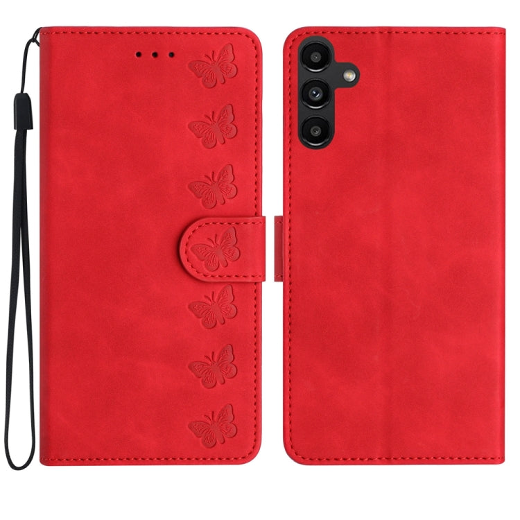 Seven Butterflies Embossed Leather Phone Case, For Samsung Galaxy A13 5G, For Samsung Galaxy A14 5G, For Samsung Galaxy A20 / A30, For Samsung Galaxy S24 5G, For Samsung Galaxy A05s, For Samsung Galaxy A20e, For Samsung Galaxy A20s                     ...