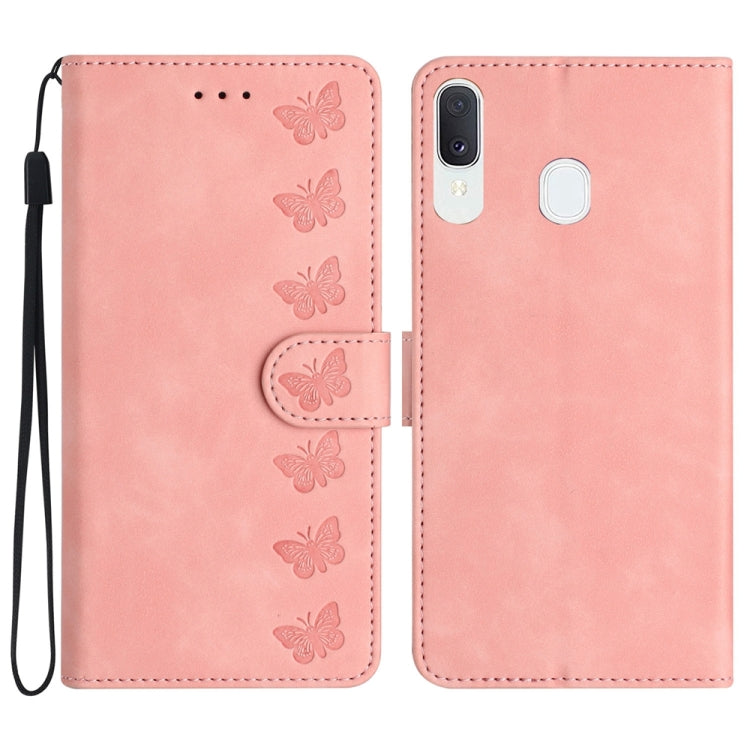Seven Butterflies Embossed Leather Phone Case, For Samsung Galaxy A13 5G, For Samsung Galaxy A14 5G, For Samsung Galaxy A20 / A30, For Samsung Galaxy S24 5G, For Samsung Galaxy A05s, For Samsung Galaxy A20e, For Samsung Galaxy A20s                     ...