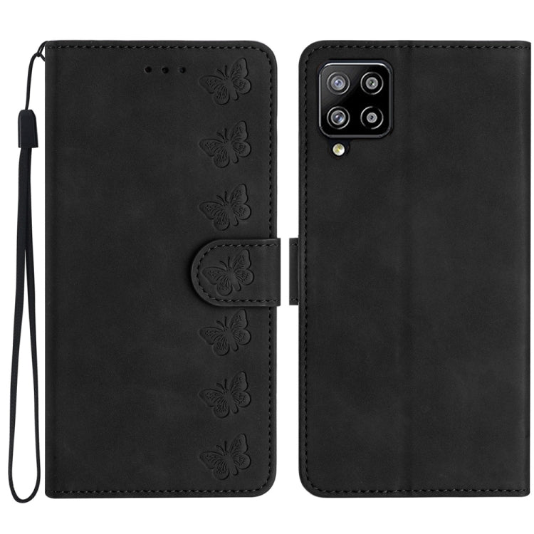 Seven Butterflies Embossed Leather Phone Case, For Samsung Galaxy A41, For Samsung Galaxy A42 5G, For Samsung Galaxy A50, For Samsung Galaxy A51, For Samsung Galaxy A52 5G, For Samsung Galaxy A53, For Samsung Galaxy A54, For Samsung Galaxy A70