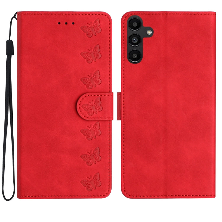 Seven Butterflies Embossed Leather Phone Case, For Samsung Galaxy A13 5G, For Samsung Galaxy A14 5G, For Samsung Galaxy A20 / A30, For Samsung Galaxy S24 5G, For Samsung Galaxy A05s, For Samsung Galaxy A20e, For Samsung Galaxy A20s                     ...
