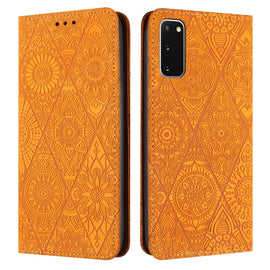 Ethnic Embossed Adsorption Leather Phone Case, For Samsung Galaxy S20, For Samsung Galaxy S20+, For Samsung Galaxy S20 FE, For Samsung Galaxy S20 Ultra, For Samsung Galaxy A02s 166mm, For Samsung Galaxy A03s 166mm, For Samsung Galaxy A12 5G            ...